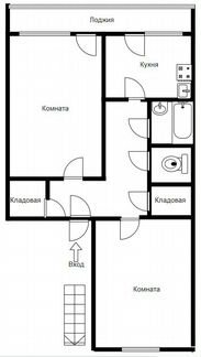 2-к квартира, 50.6 м², 2/2 эт.