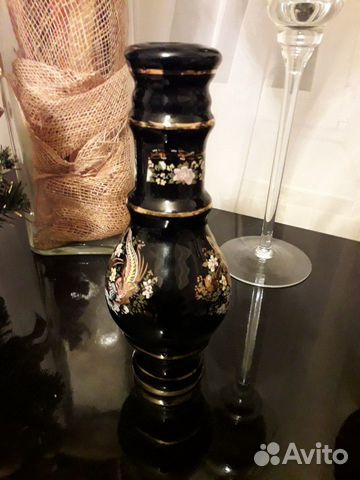 Хрустальные вазы, кобальтовая с позолотой