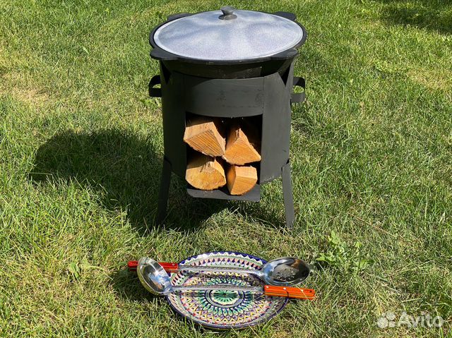 Печь + Казан 10 л + шумовка + половник + ляган 32