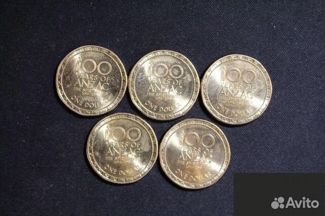 Набор монет 5шт. 1 доллар 2014-2018 год Австралия