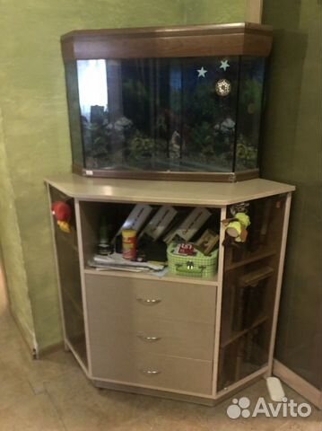 Аквариум 80 л угловой с оборудованием,грунтом
