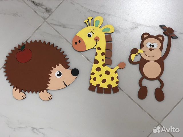 Панно на стену в детской, фигурки животных