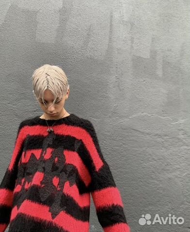 Racer Worldwide Red Mohair Stripe Sweater