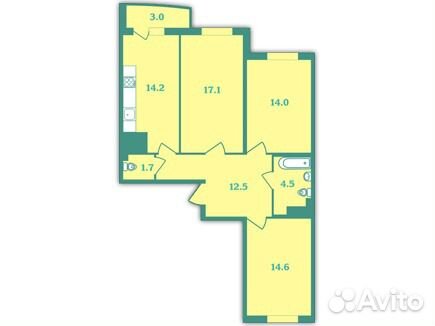 3-к квартира, 81 м², 7/23 эт.