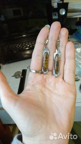 Комплект из серебра и тигрового глаза СССР