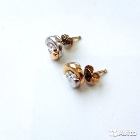 Новые золотые серьги с бриллиантами, 2х0.27, 750 Новые золотые серьги с бриллиантами, 2х0.27, 750