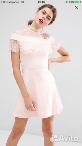 Платье розовое кружевное мини персиковое Платье розовое кружевное мини персиковое