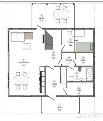 Коттедж 140 м² на участке 10 сот.