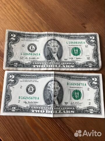 Купюра 2 доллара США 2003 и 2009 год