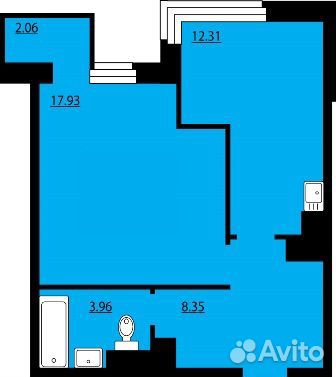 1-к квартира, 43.1 м², 13/24 эт.