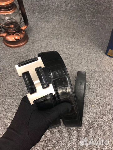 Ремень hermes натуральная кожа крокодила-брюхо