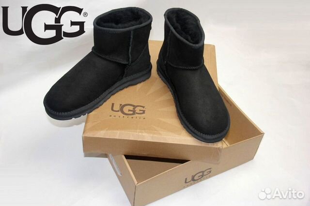 Угги Ugg Mini Black мини натуральные новые черные Угги Ugg Mini Black мини натуральные новые черные