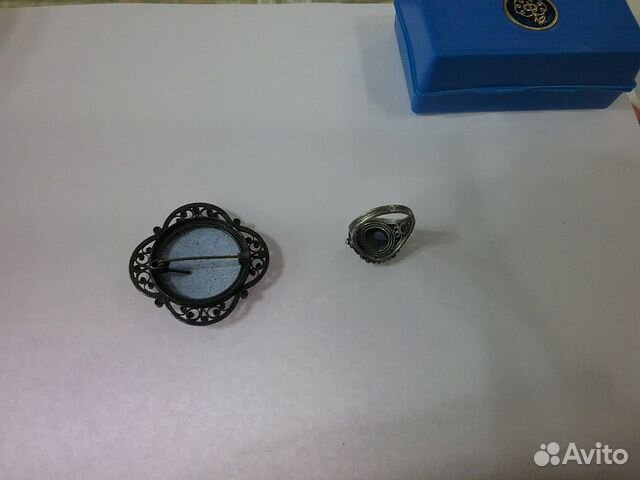 Комплект брошь и кольцо. Финифть