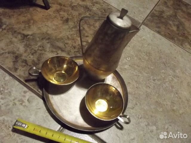 Старинный кофейный набор мельхиор золочение юммет Старинный кофейный набор мельхиор золочение юммет