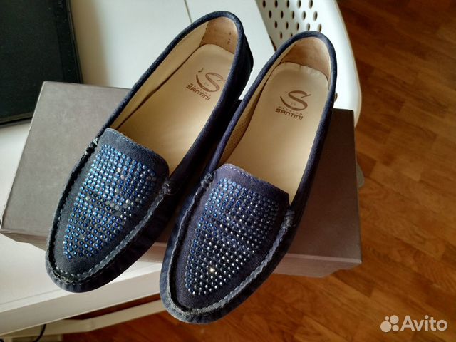 Мокасины Santini, 37, темно синие Мокасины Santini, 37, темно синие