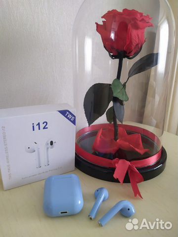 Наушники tws i12 голубые