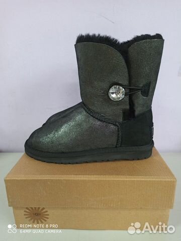 Uggbaileybutton Угги с одной пуговкой серебристые