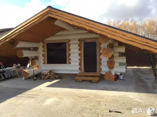 Сруб из рубленного бревна. Зимний лес. По договору Сруб из рубленного бревна. Зимний лес. По договору