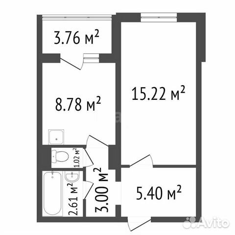 1-к квартира, 38 м², 13/16 эт.