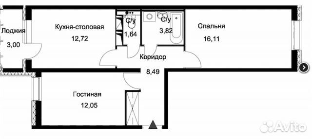 2-к квартира, 56 м², 3/13 эт. 2-к квартира, 56 м², 3/13 эт.