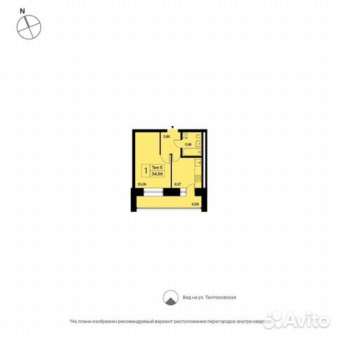 1-к квартира, 34.6 м², 7/16 эт.
