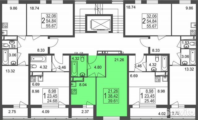 1-к квартира, 39.6 м², 3/8 эт. 1-к квартира, 39.6 м², 3/8 эт.