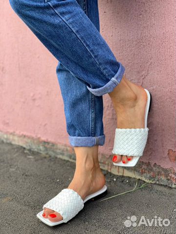 Шлепки женские bottega veneta кожа