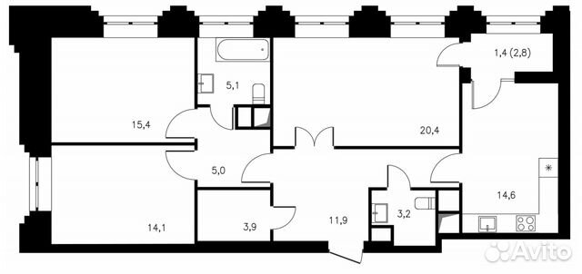 3-к квартира, 95 м², 13/24 эт. 3-к квартира, 95 м², 13/24 эт.