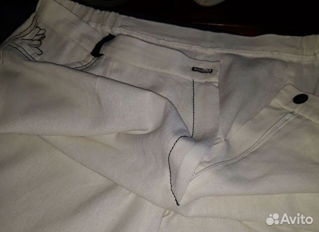 Брюки франция лен С карманчиком вышивка