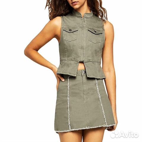 Костюм (топ и юбка) в стиле сафари Bcbg М