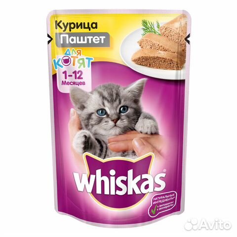 Корм для котят Whiskas курица паштет пауч 85г Корм для котят Whiskas курица паштет пауч 85г