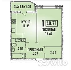1-к квартира, 40.7 м², 14/22 эт.