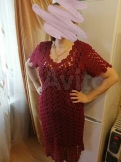 Платье ручная вязка крючком 52-54-56