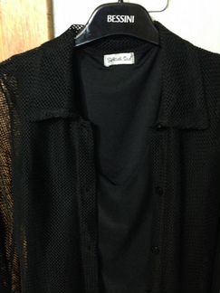 Прозрачная кофта-сетка и топик