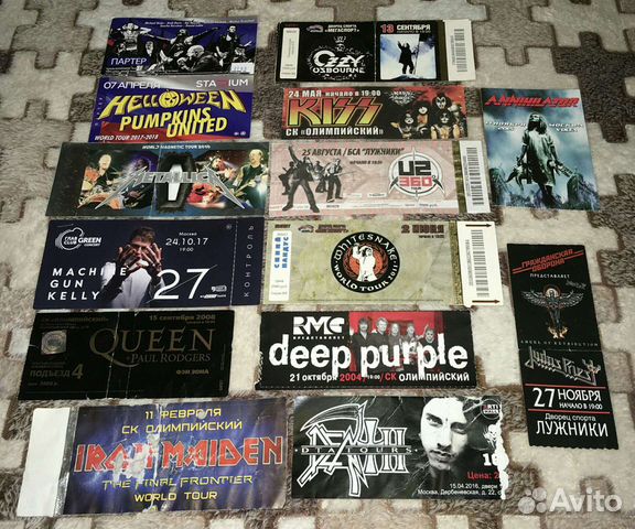 Билеты с рок, метал и рэп концертов. Автографы