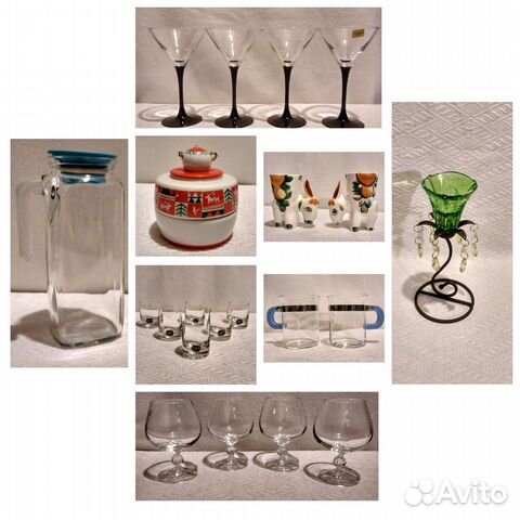 Бокалы,стопки,кувшин,чайница,пашотница,подсвечник