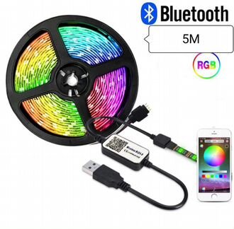 Адресная лента-гирлянда 5м управление с телефона