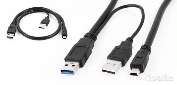 Кабель miniUSB - USB 3.0 + USB 2.0