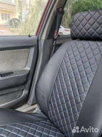 Чехлы Деу Нексия ромб синий до верха