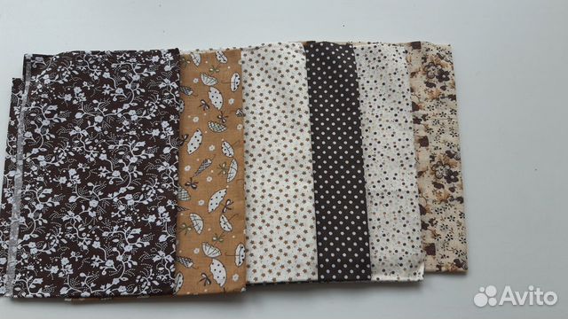 4 набора х/б ткани №2. Наборы разных цветов