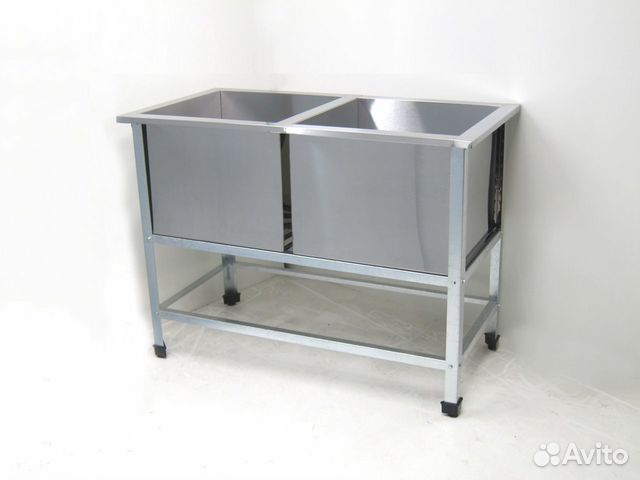 Ванна моечная двухсекционная нержавеющая 500