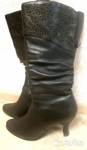 Сапоги кожаные, демисезон, мало б/у. 36 размер