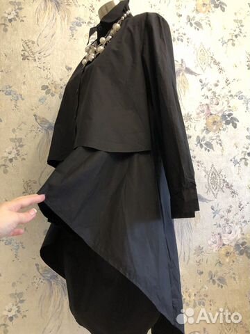 Новое стильное черное платье-туника-рубашка. Корея