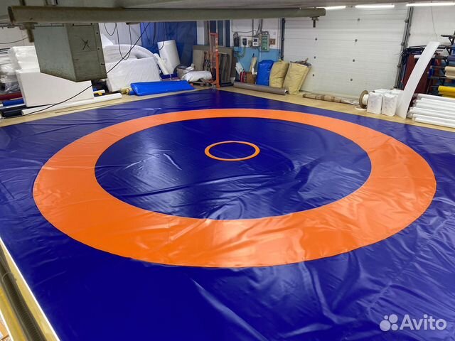 Покрытие борцовского ковра 12*12м сине-оранжевое