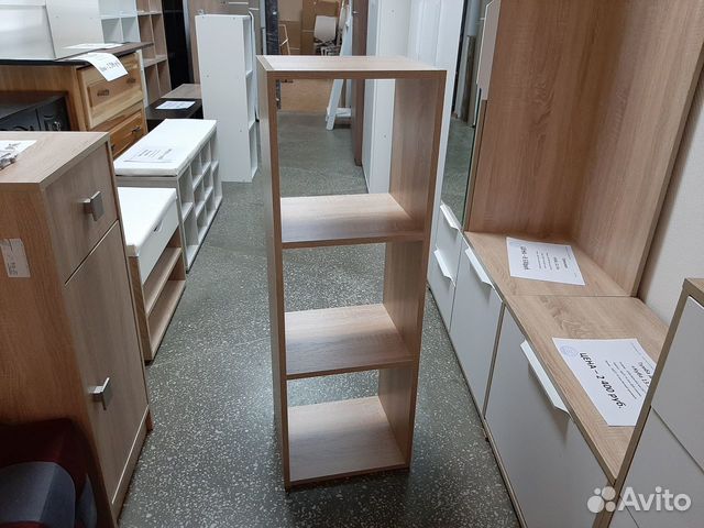 Стеллаж узкий 3 секции дуб сонома