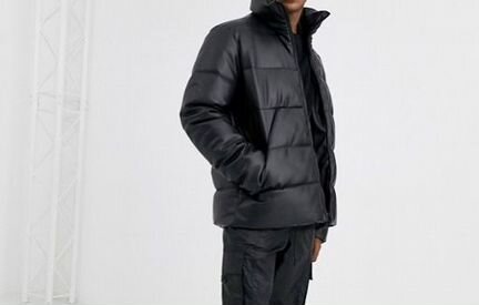 Чёрный oversized Пуховик ASOS унисекс из искусстве