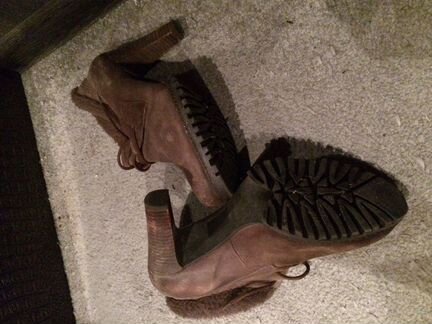 Кожаные ботильоны тёплые