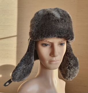 Кожаный жилет из овчины+кожаная ушанка из овчины