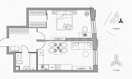 1-к квартира, 48.4 м², 24/39 эт.