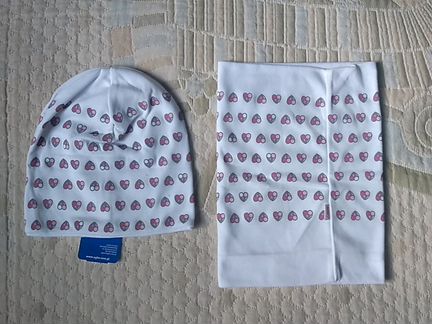 Новая трикотажная шапка и снуд хлопок 48-50 девочк